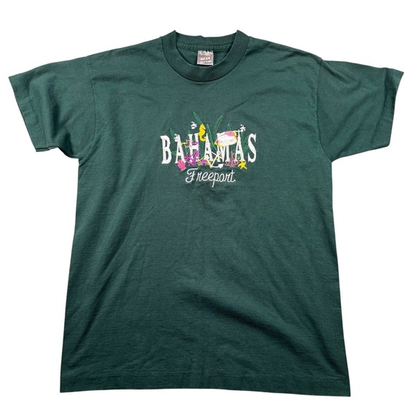 VTG Y2K Bahamas‎ Embroidered Tee tropical Graphic Sz L grunge  single stitch - Picture 2 of 9